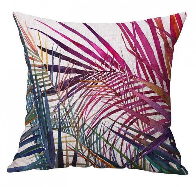 Kolorowa poduszka ozdobna w liście palmowe