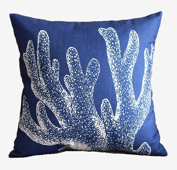 niebieska poduszka dekoracyjna hampton granatowa marynistyczna koralowiec