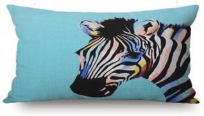 Turkusowa poduszka dekoracyjna Etno zebra kolorowa nowoczesna loftowa grung 