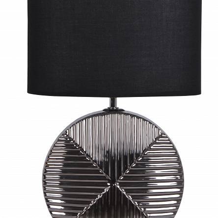 Srebrna Lampa Art Deco z Czarnym Kloszem
