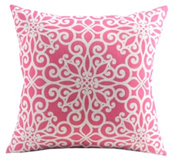 Różowa poduszka dekoracyjna kwiatowy wzór boho etno klasyczna 