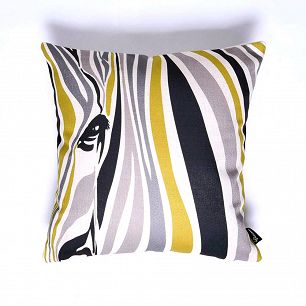 Poduszka dekoracyjna Musztardowa Zebra