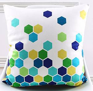 Poduszka niebieska zielona Hexagon kolorowa geometryczna