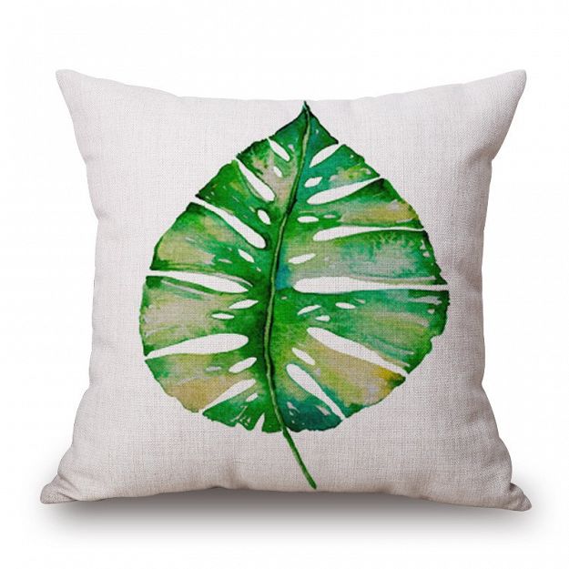 zielona poduszka dekoracyjna liście jungle tropikalne rośliny egzotyczne