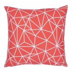 Czerwona poduszka dekoracyjna geometryczna w cienkie linie trójkąty nowoczesna
