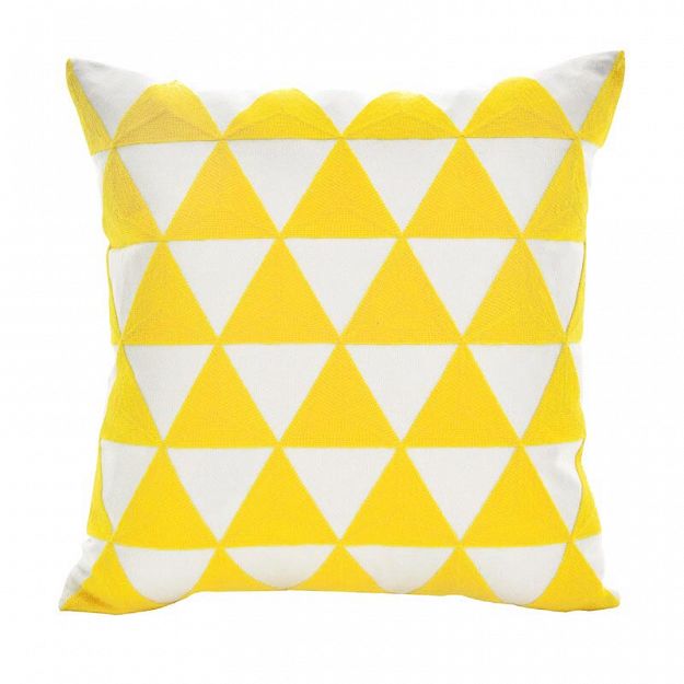 Poduszka dekoracyjna żółta nowoczesna geometryczna 