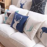 Poduszki dekoracyjne jeleń niebieskie skandynawskie geometryczne powłoczki na jasiek