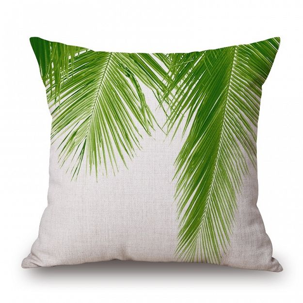 Zielona poduszka dekoracyjna jungle z liściem palmy