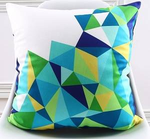 Poduszka niebieska zielona geometryczny wzór kolorowa nowoczesna