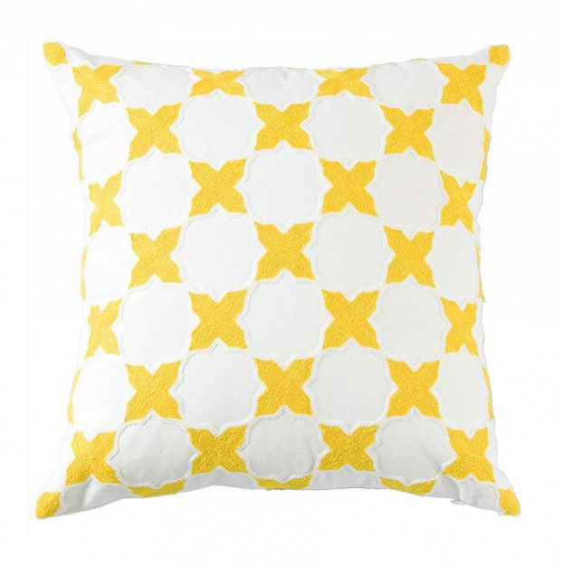 Poduszka dekoracyjna żółta geometryczna