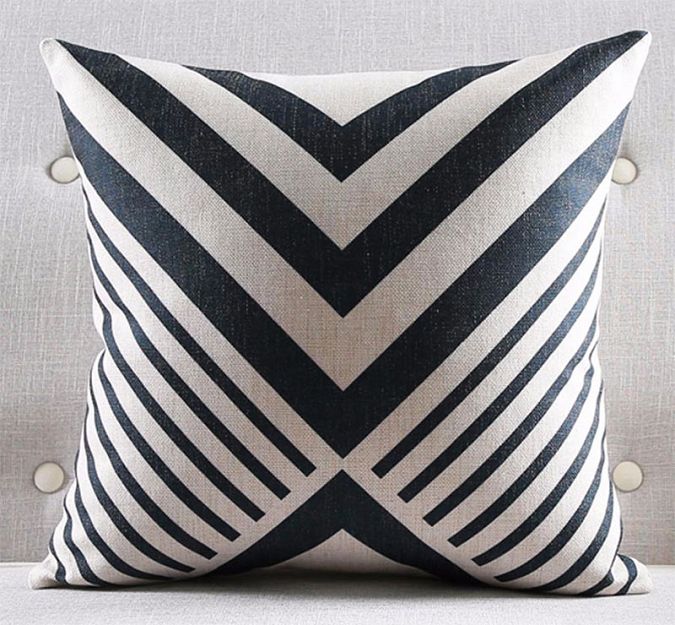 poduszka dekoracyjna czarno biała geometryczny wzór etno nowoczesna skandynawska minimalizm