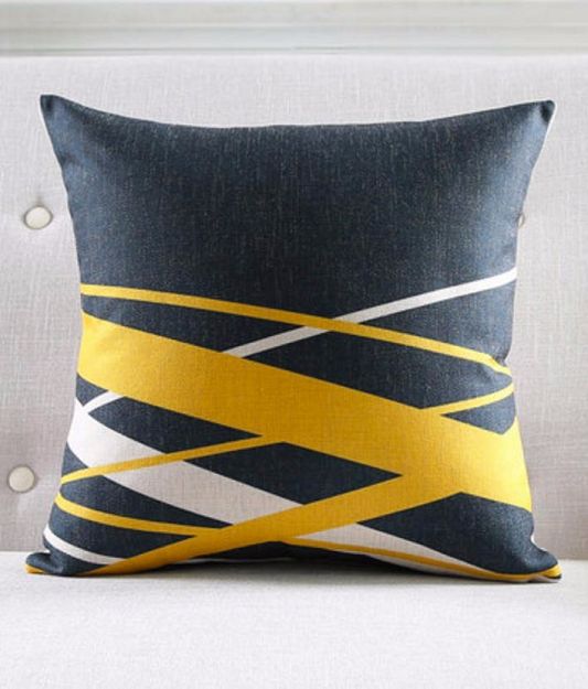 Poduszka żółta czarna geometryczna nowoczesna